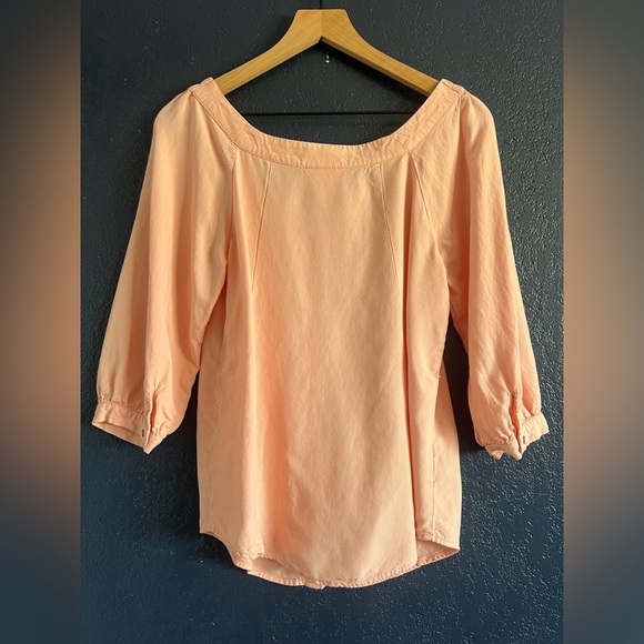 Anthropologie Maeve Peach Alanis Linen Blend Blouse - Picture 2 of 4
